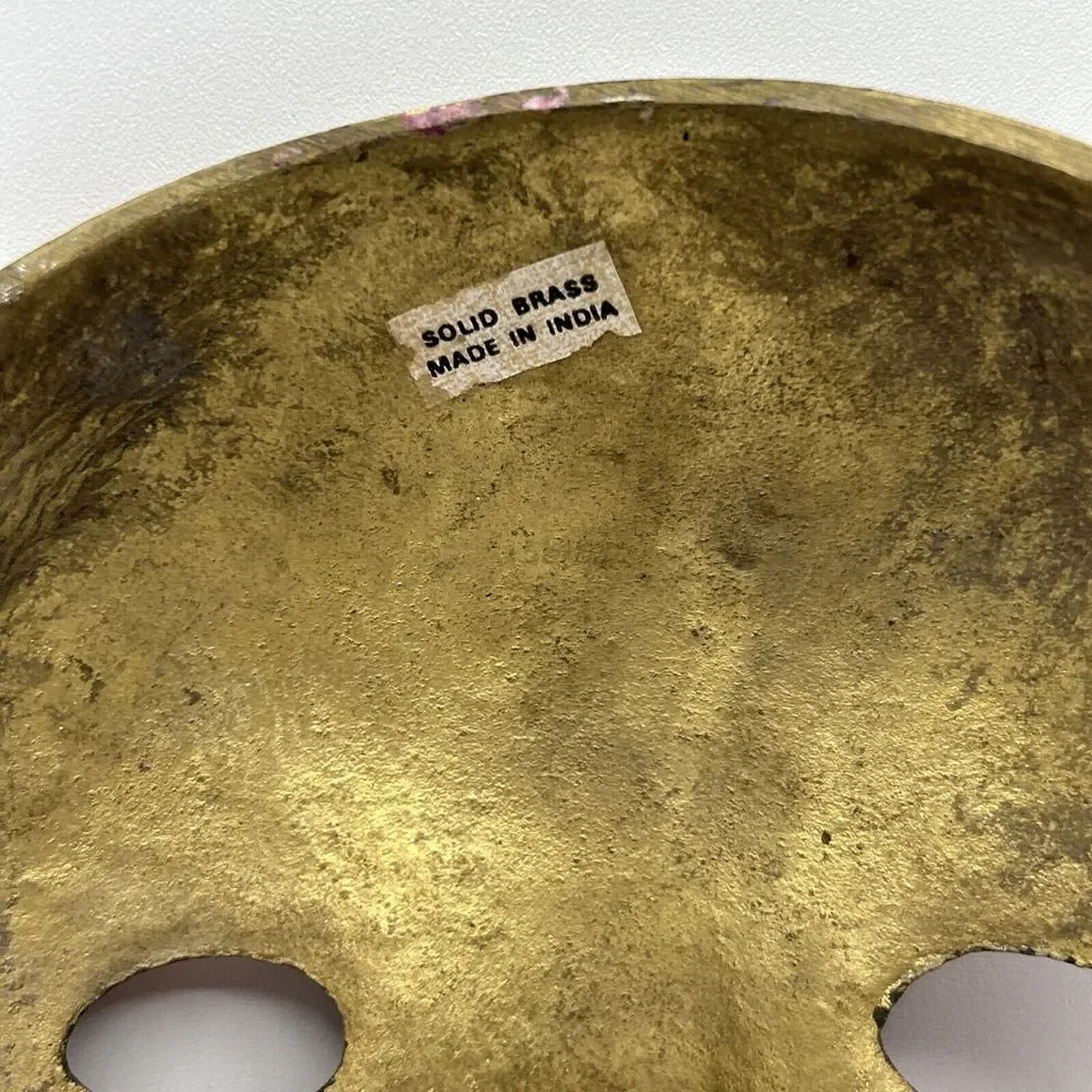 Vintage Enamel on Solid Brass‎ Mardi Gras Mask Face Ribbons Disintegrating 8